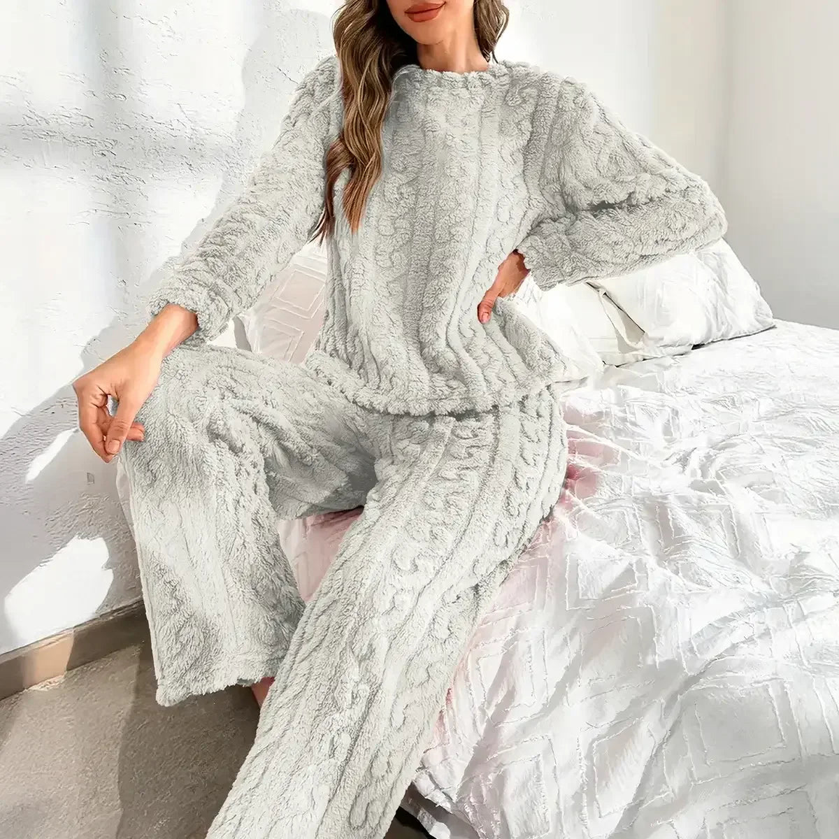 Ensemble pyjama en polaire chaude pour femme - VelvyDreams® 