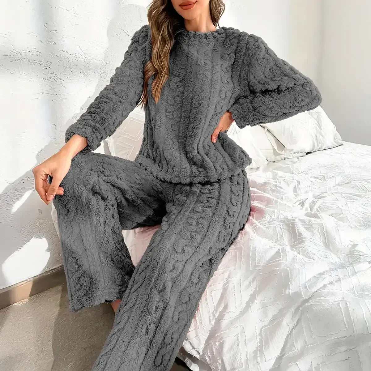 Ensemble pyjama en polaire chaude pour femme - VelvyDreams® 
