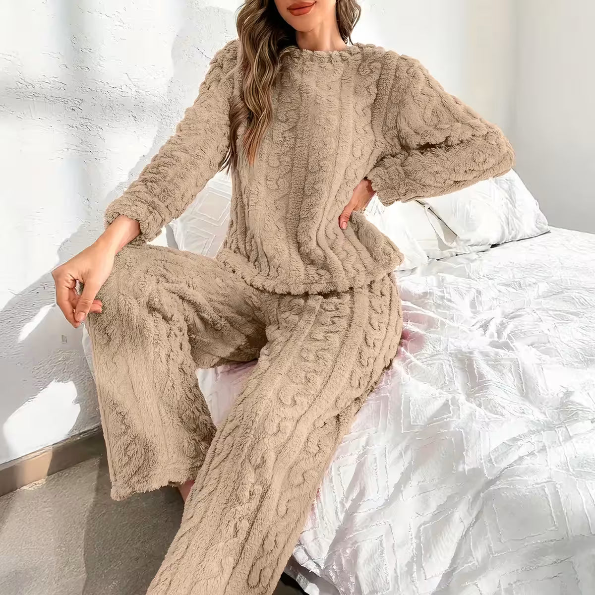 Ensemble pyjama en polaire chaude pour femme - VelvyDreams® 