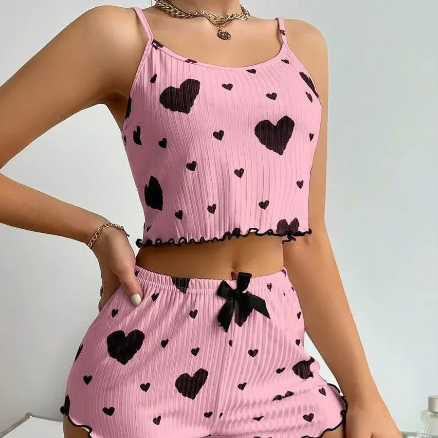 Ensemble pyjama d'été Love 💖 - 1 acheté, 2 offerts !